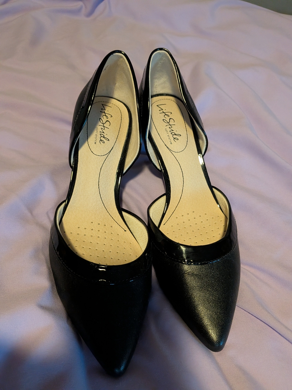 Life Stride Black Pointed D'Orsay Flats